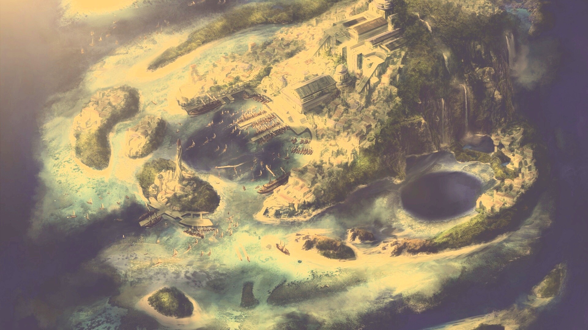 Город на острове обои