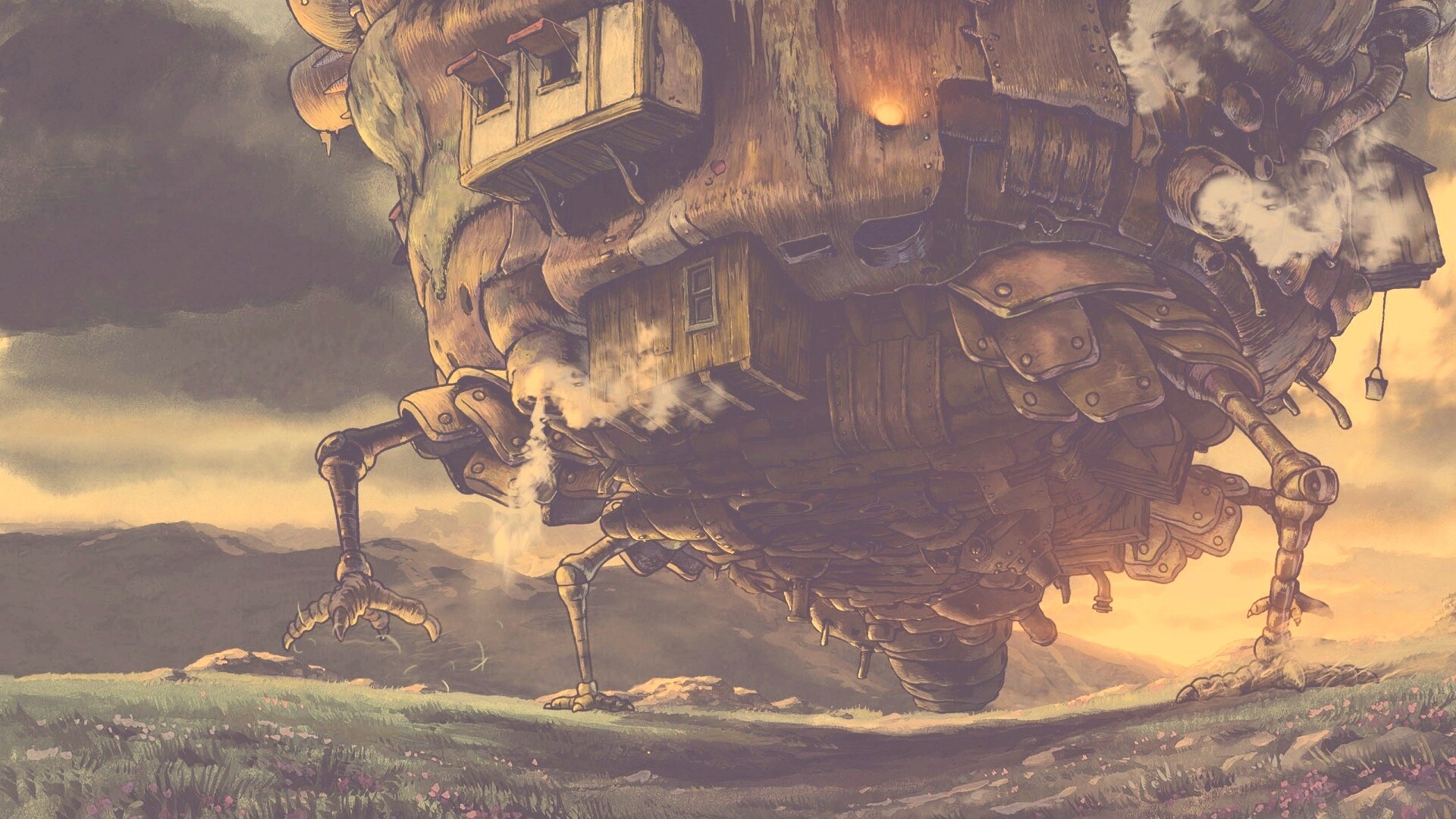 Ходячий замок в движении обои