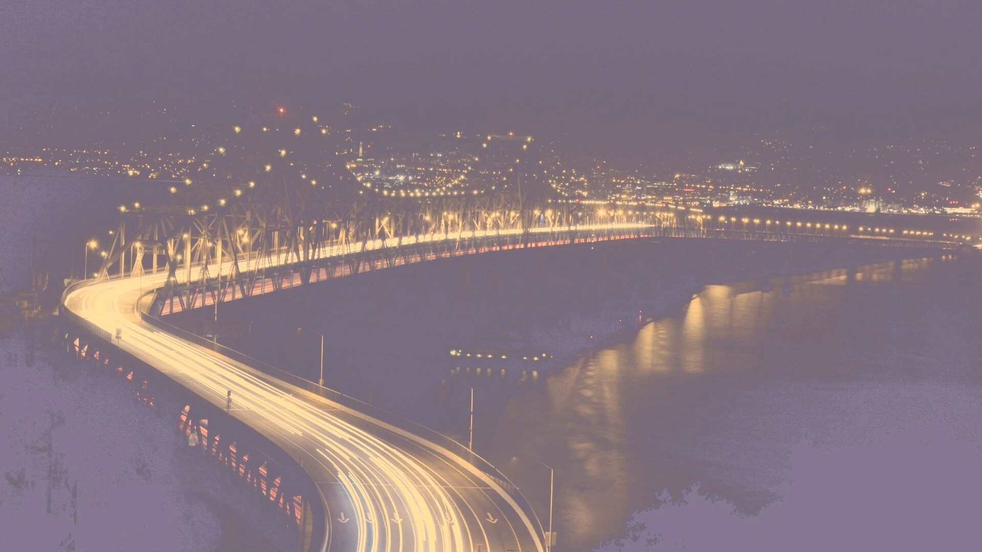 Вид на мост ночью обои