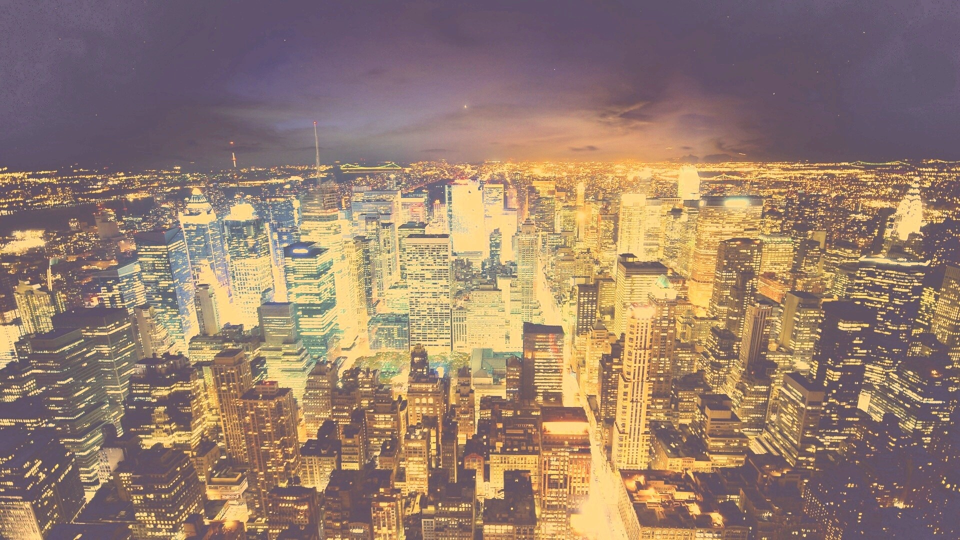 Вид на ночной Нью-Йорк обои