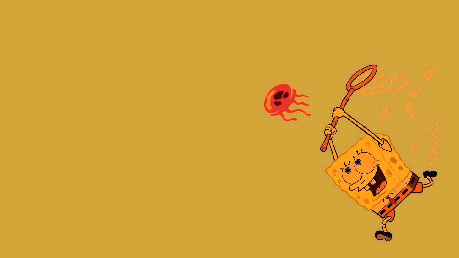Губка Боб гонится за медузой обои