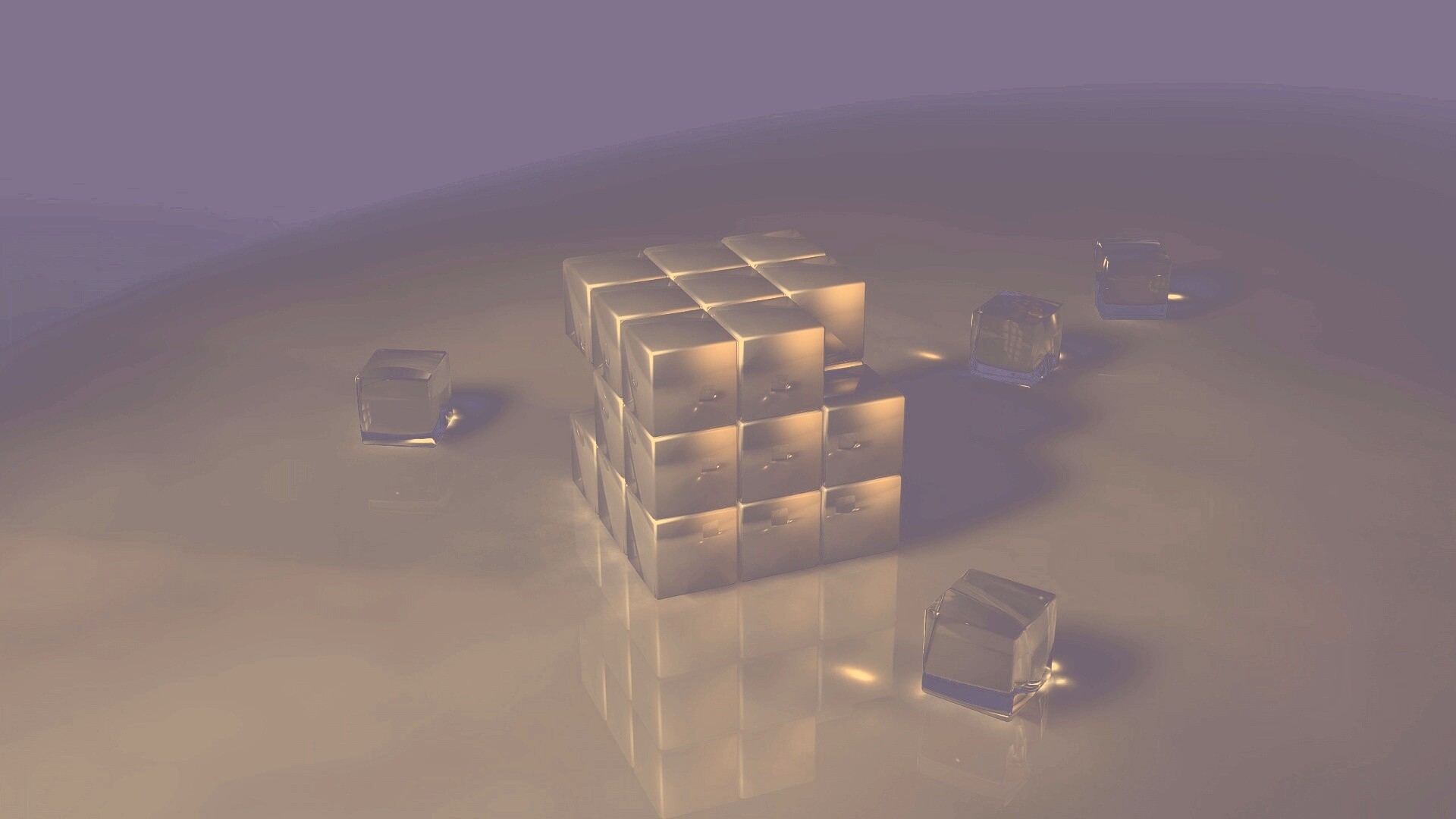 Кубик рубика из стекла обои