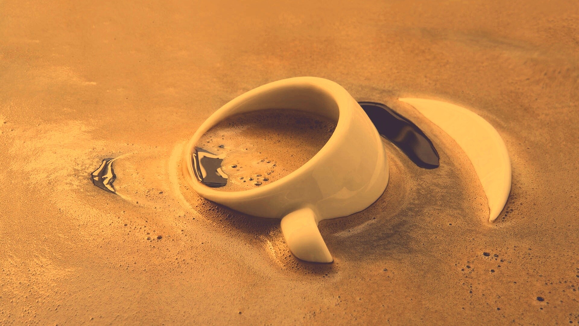 Чашка тонет в кофе обои