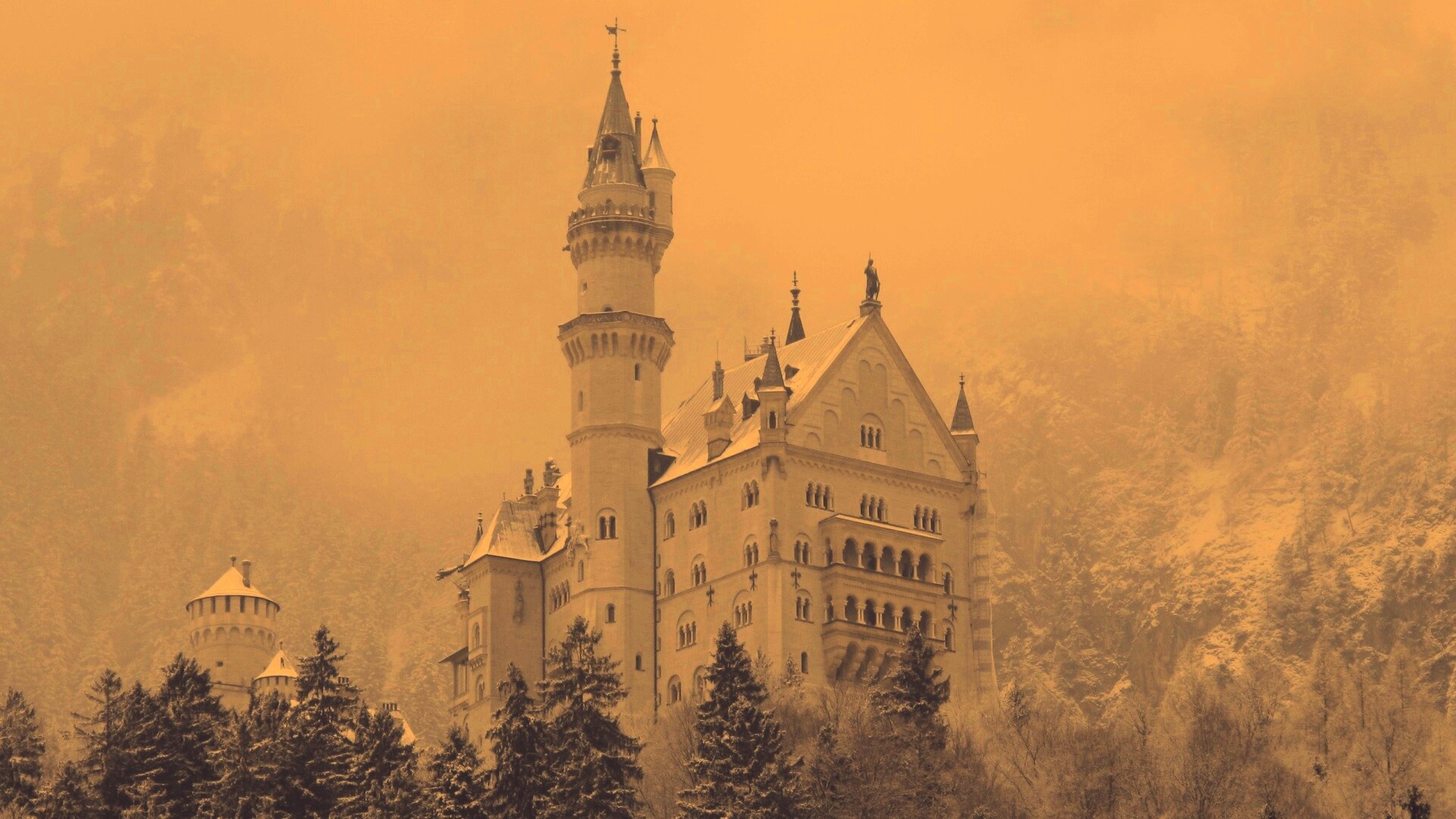 Заснеженный Нойшванштайн обои