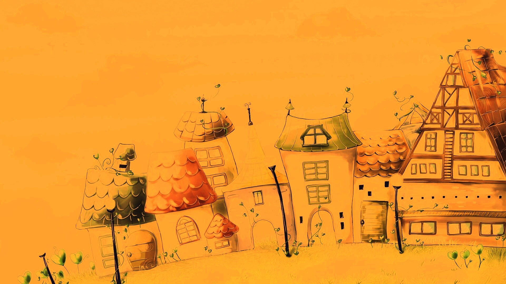 Мультяшный городок обои