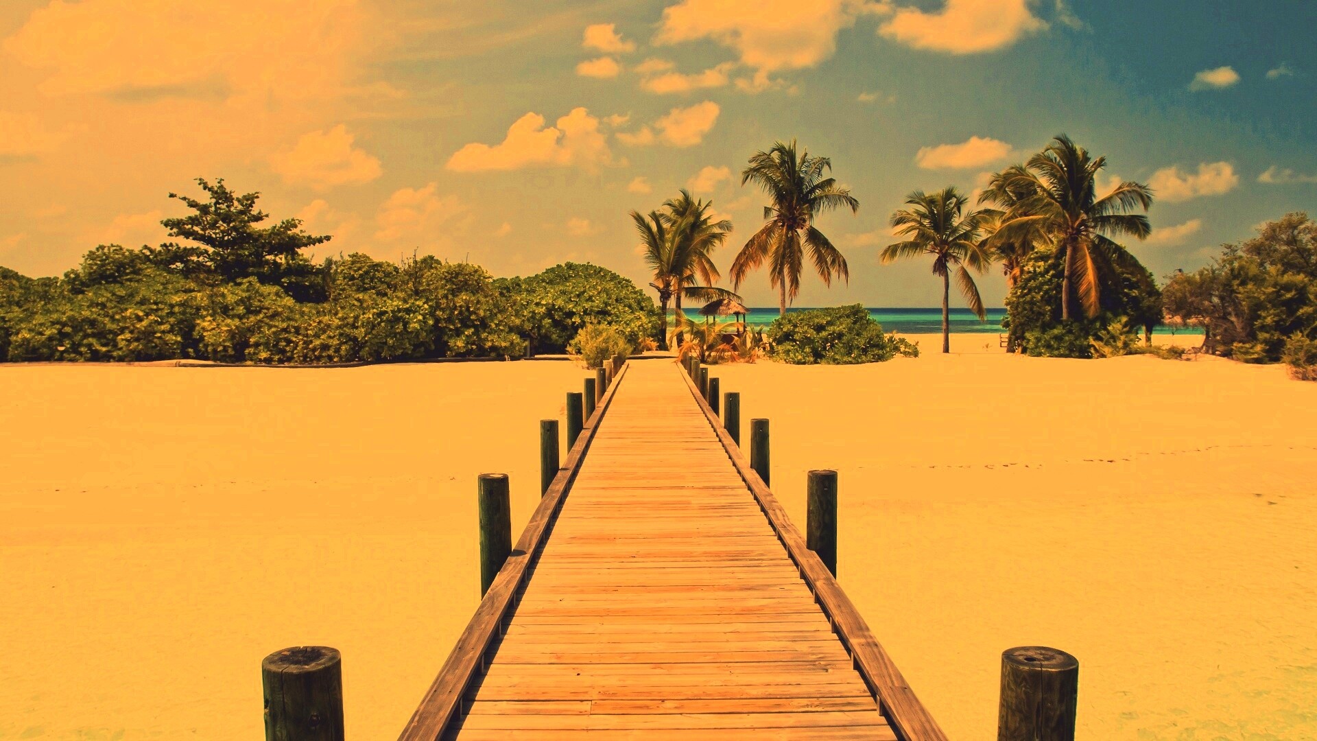 Пирс на тропическом острове обои