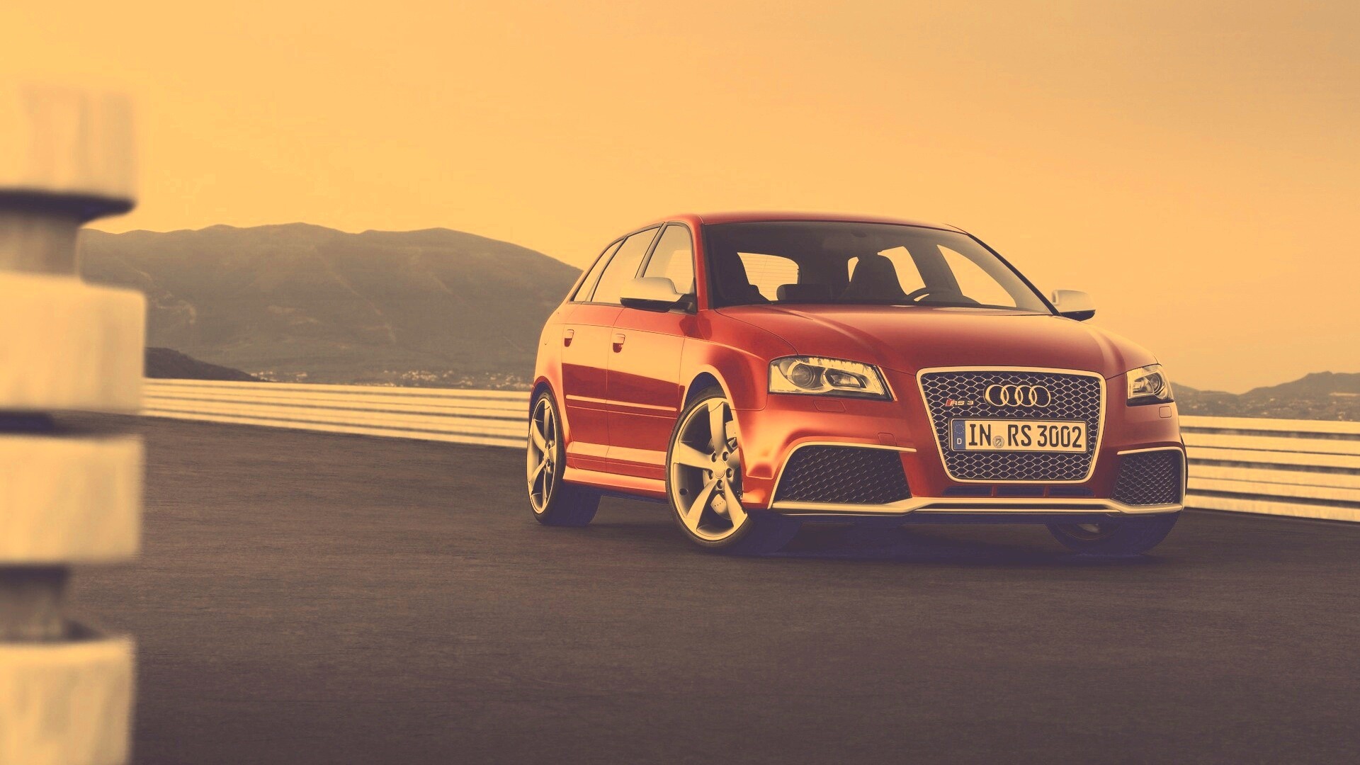 Красная Audi RS3 спереди обои