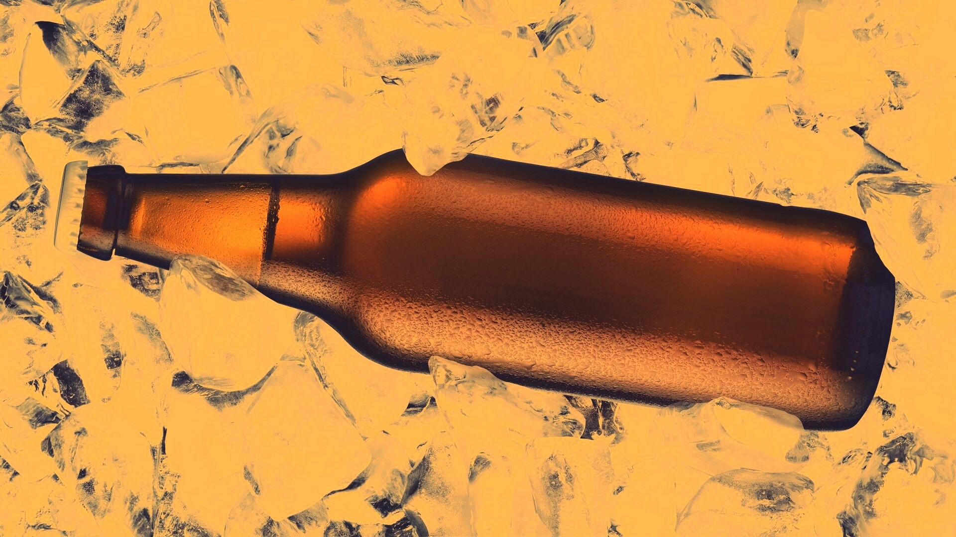 Бутылка пива во льду обои