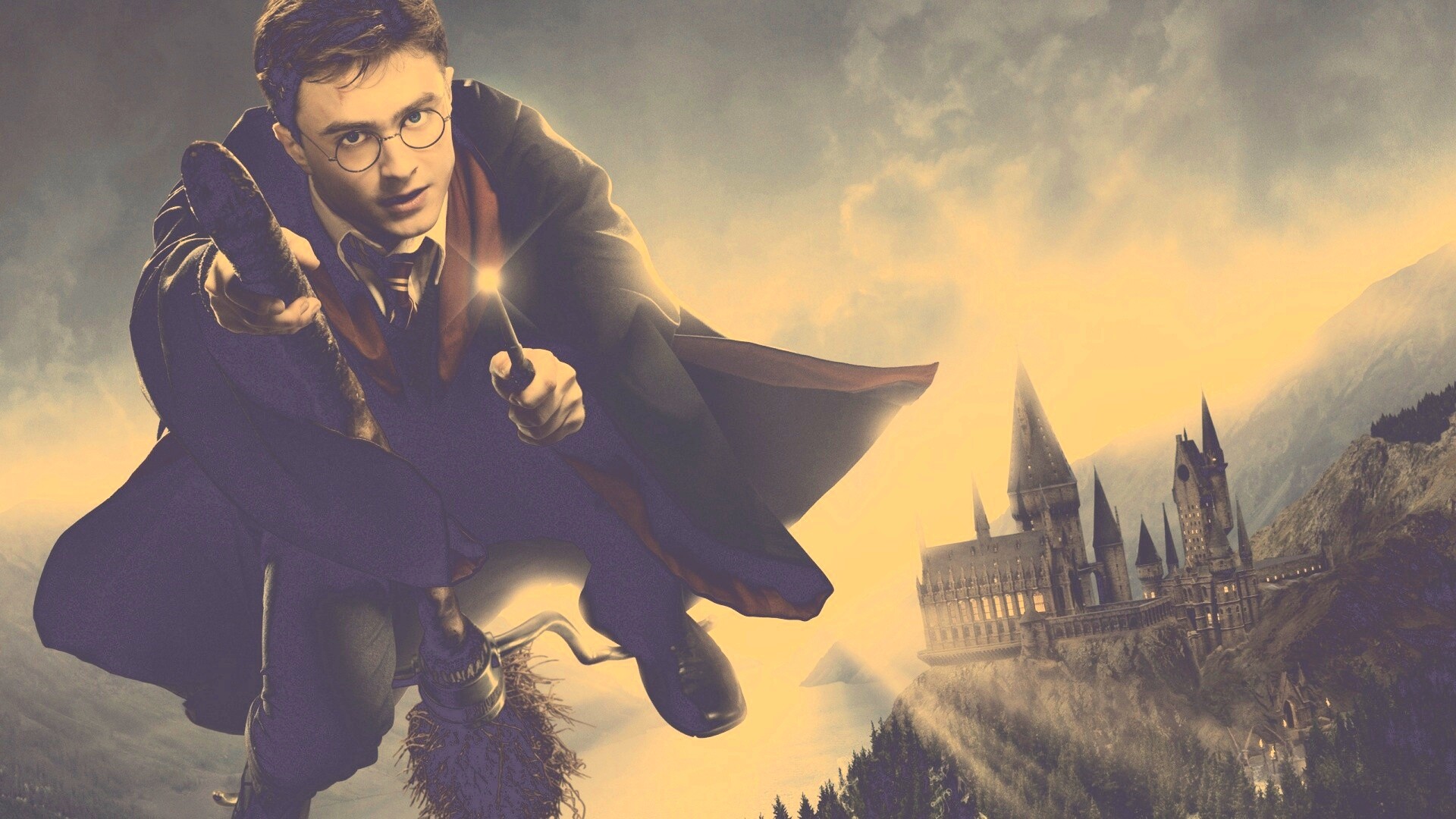 Гарри Поттер на метле обои