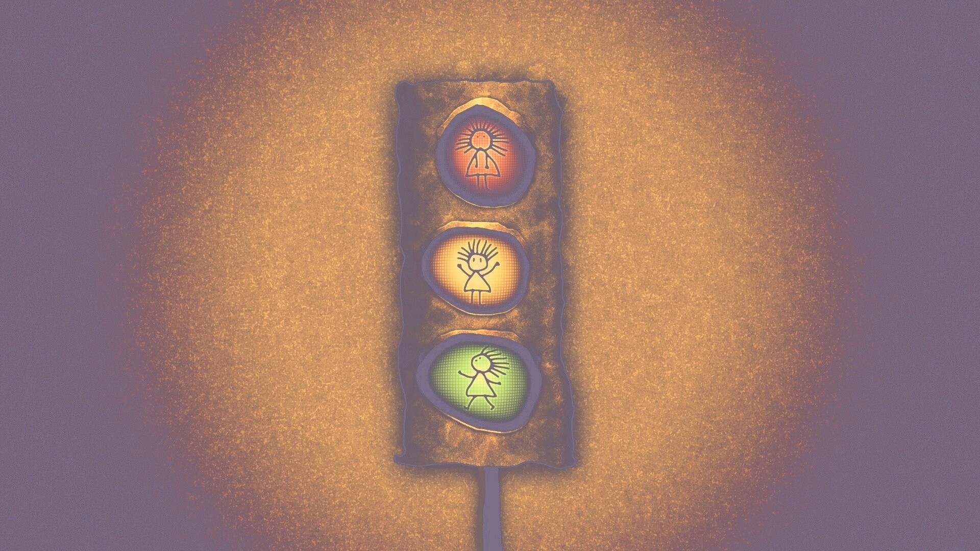 Нарисованный светофор обои