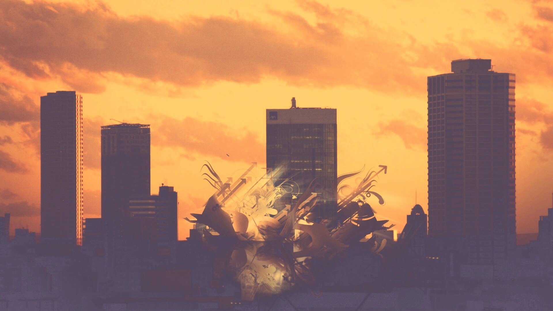 3D абстракция прямо в городе обои