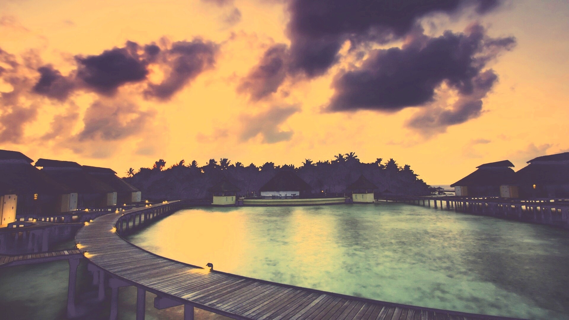 Бунгало на воде обои