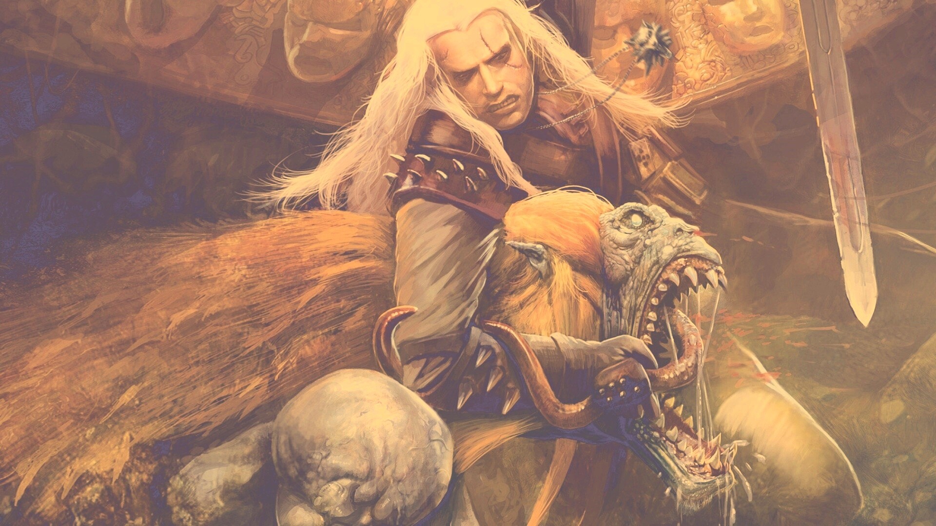 Ведьмак и монстр обои