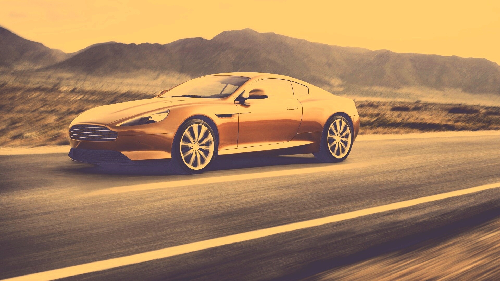 Астон Мартин на шоссе обои