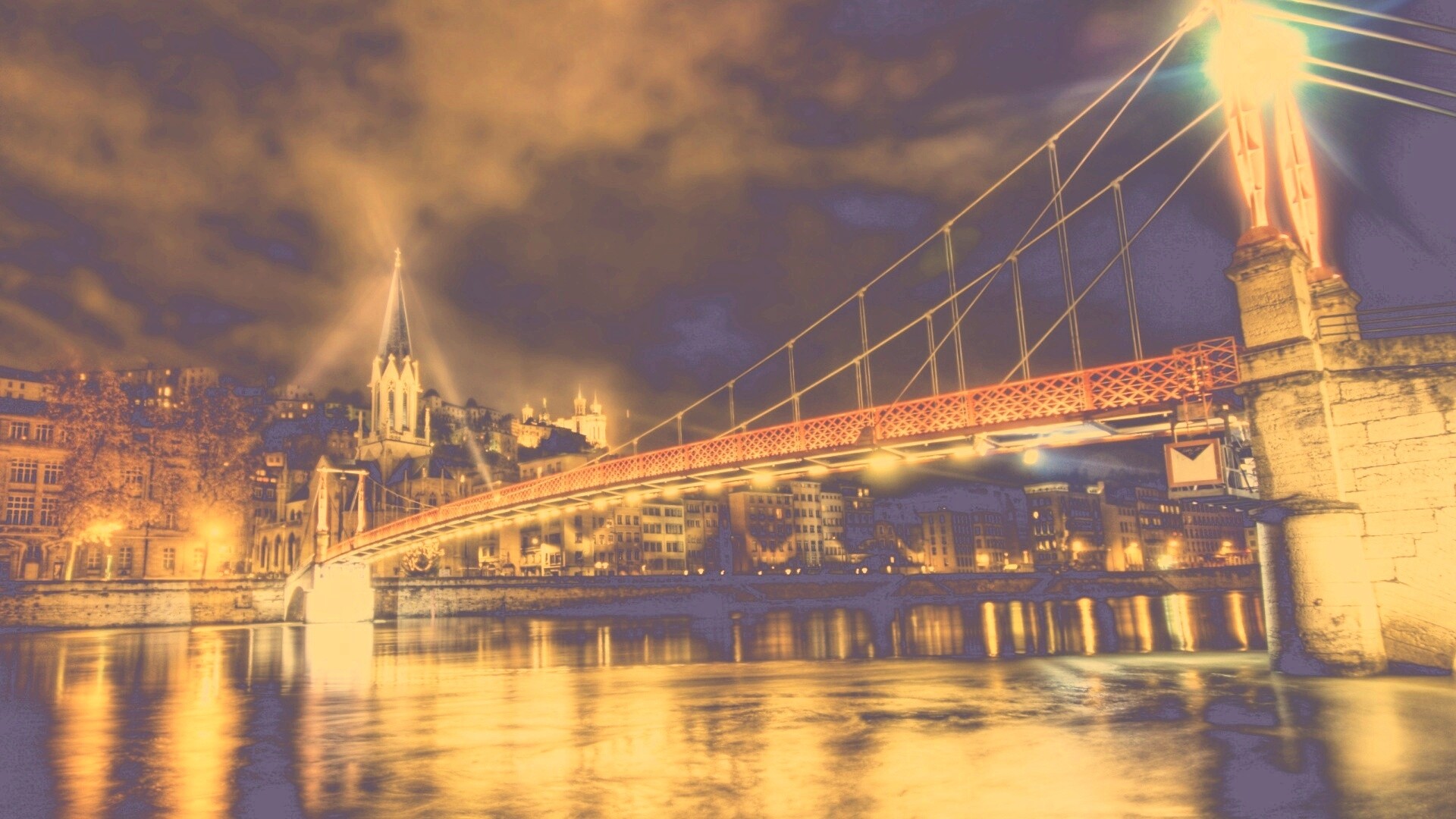 Ночная подсветка моста обои