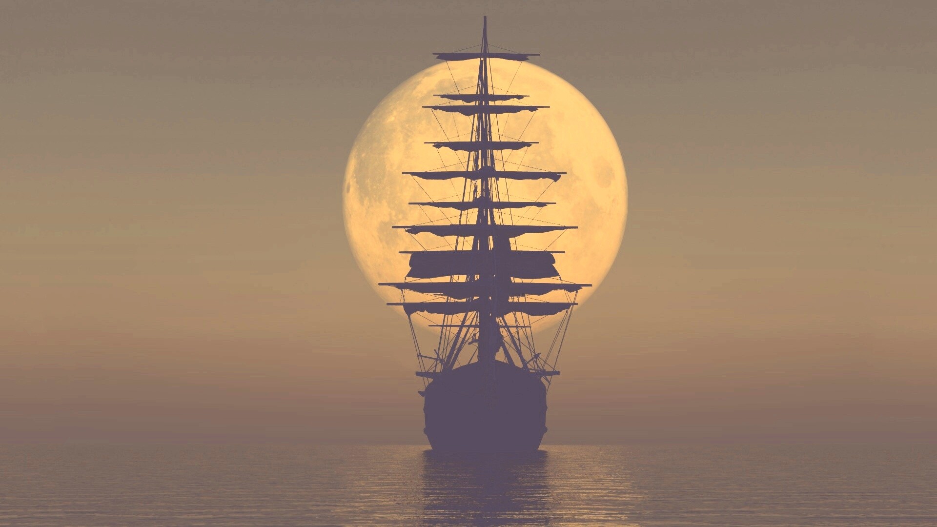 Корабль со спущенными парусами обои