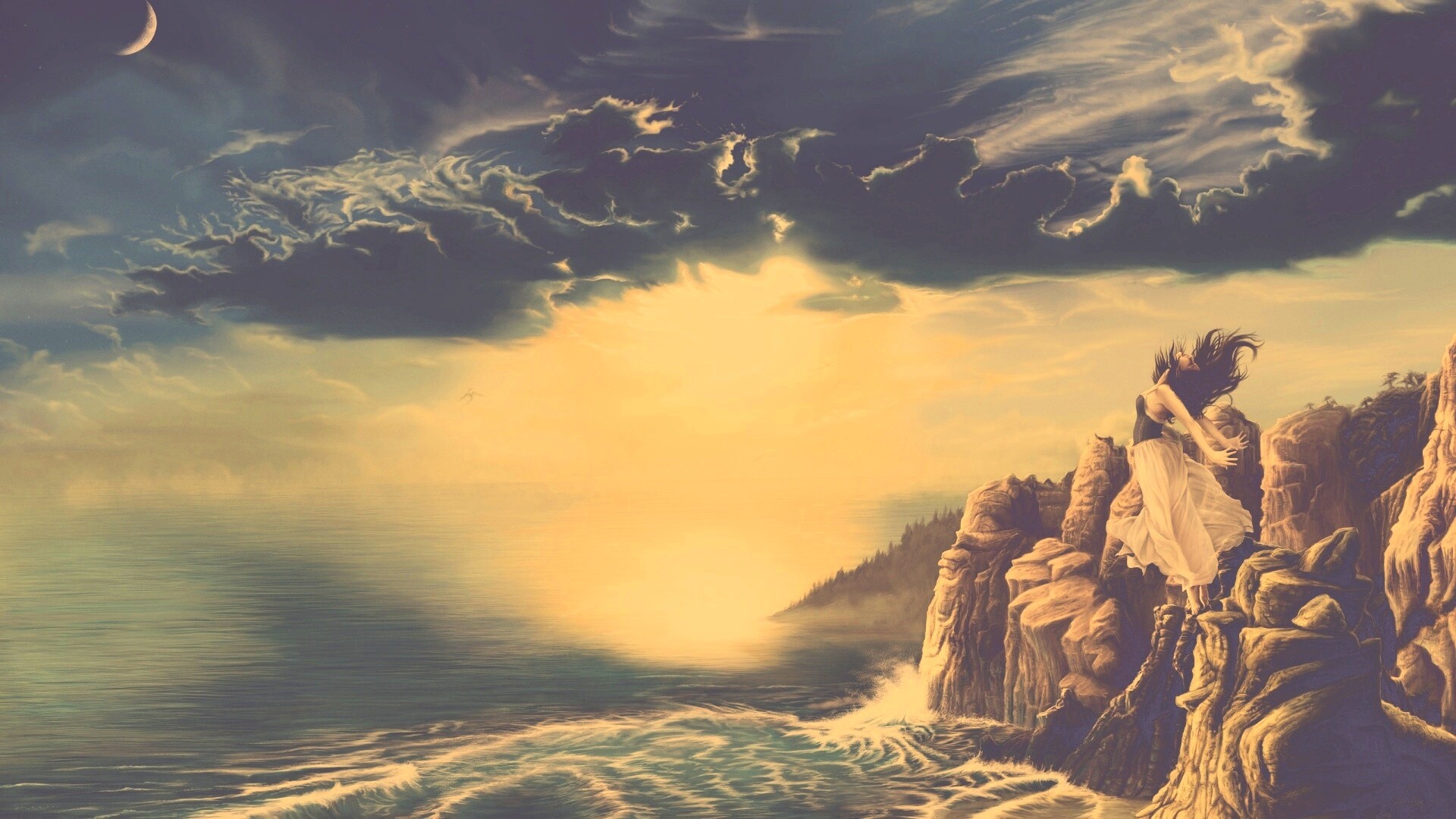 Прыжок с обрыва обои