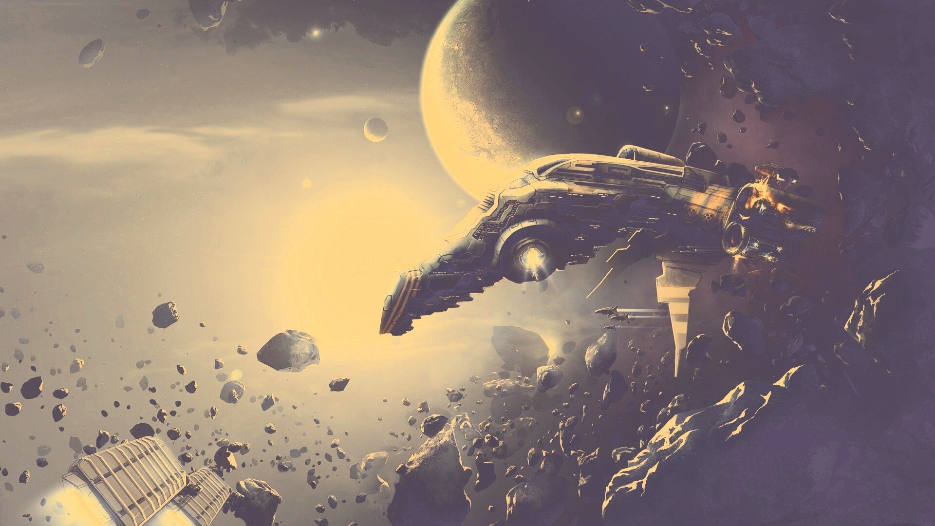 Космические корабли в поясе метеоритов обои