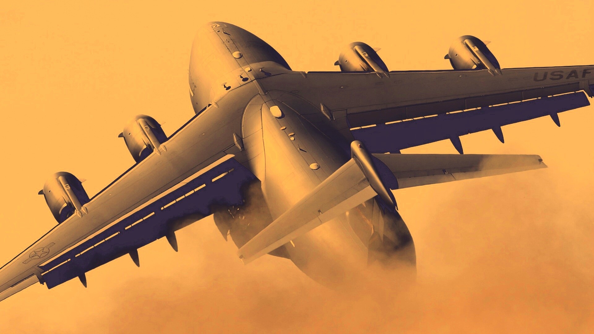 Большой грузовой самолет на взлете обои