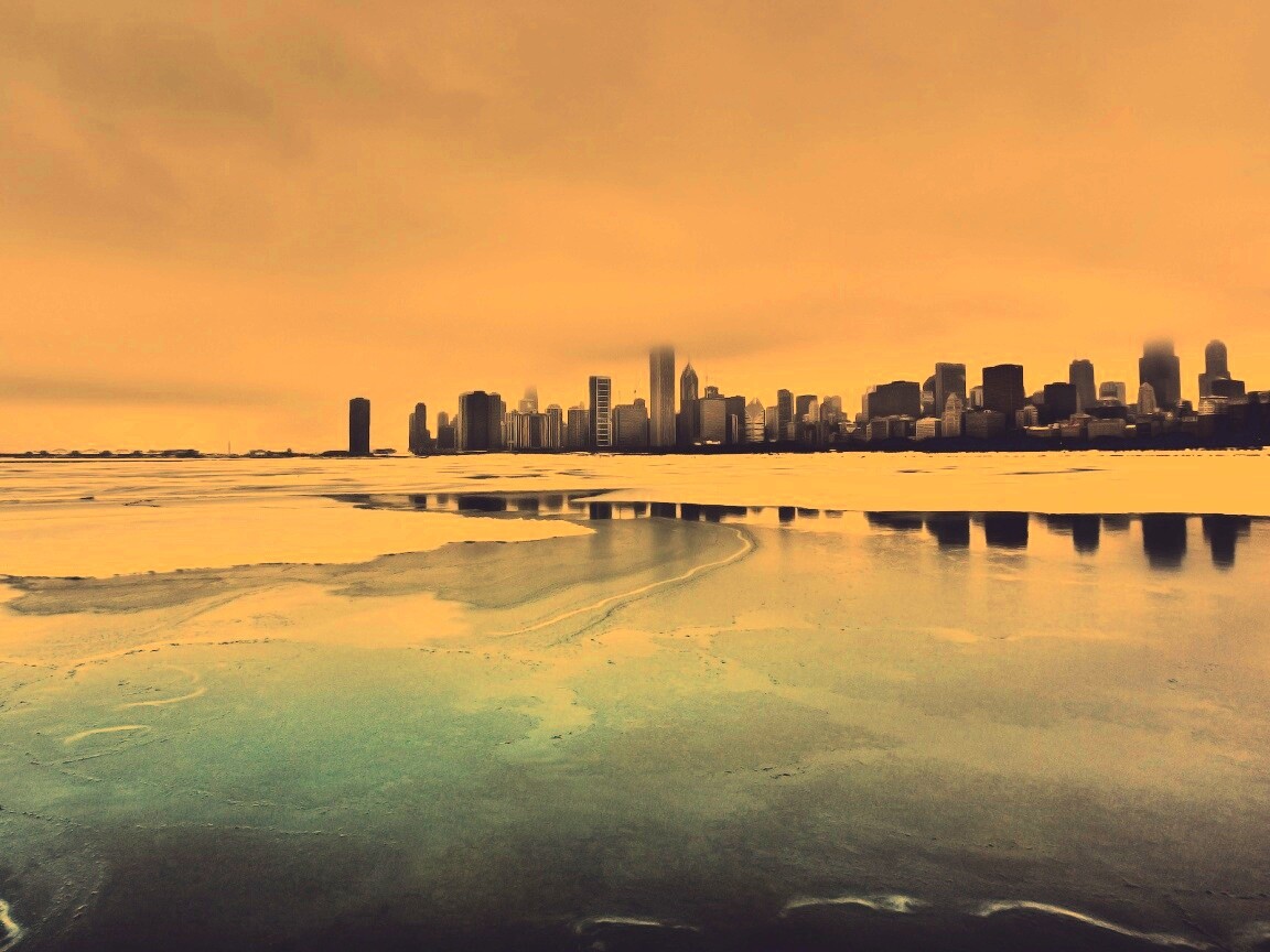 Зимний город обои