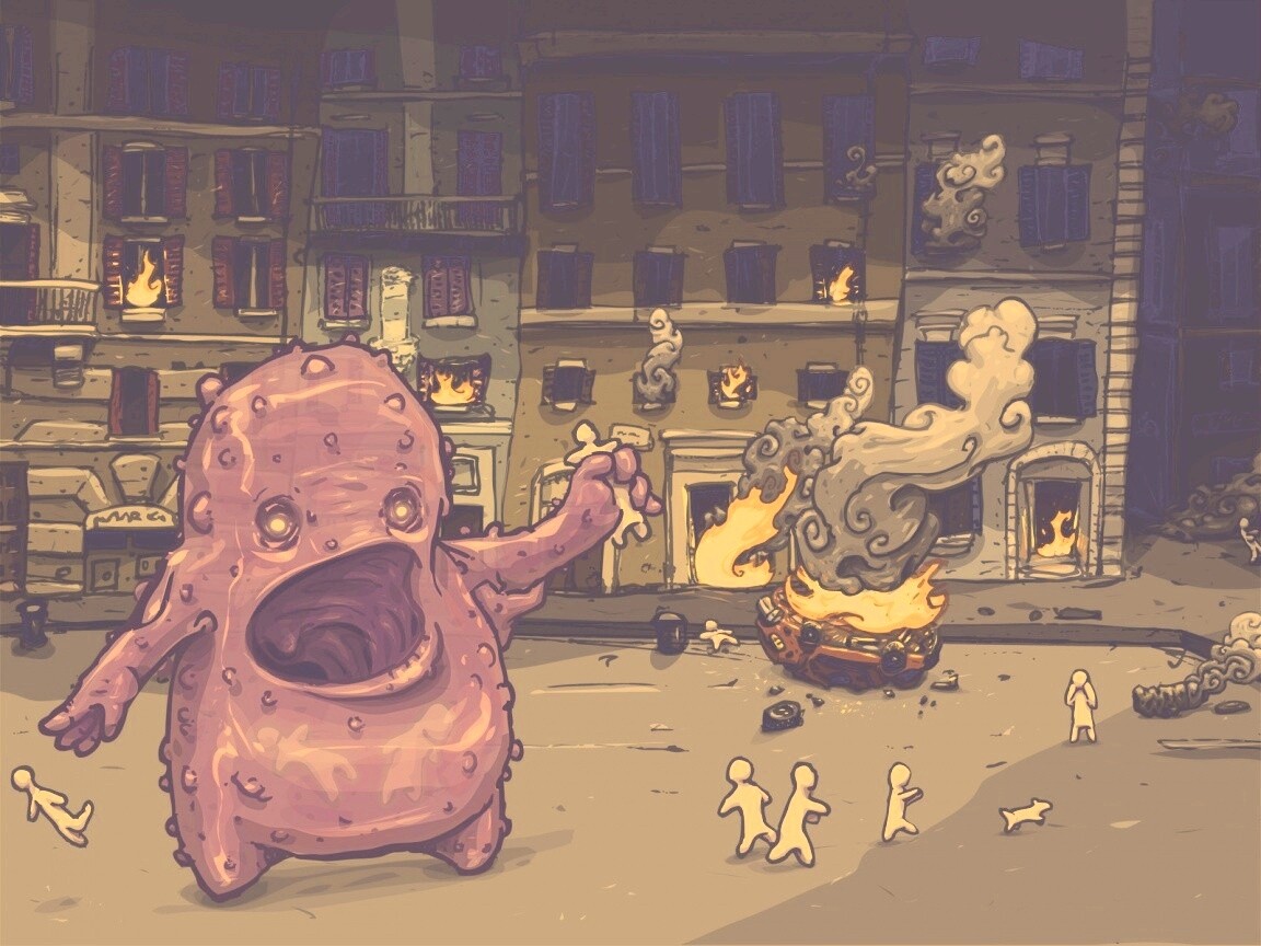 Монстр жрет людей обои