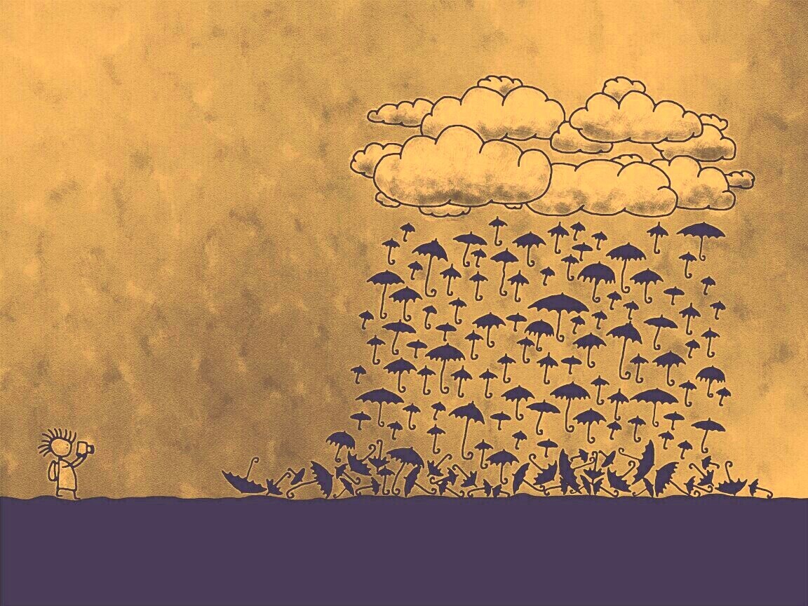 Дождь из зонтиков обои