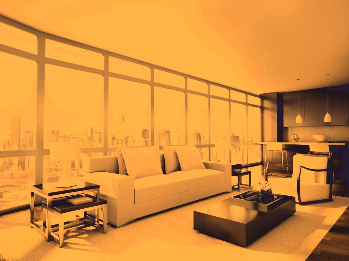 Квартира с видом на мегаполис обои