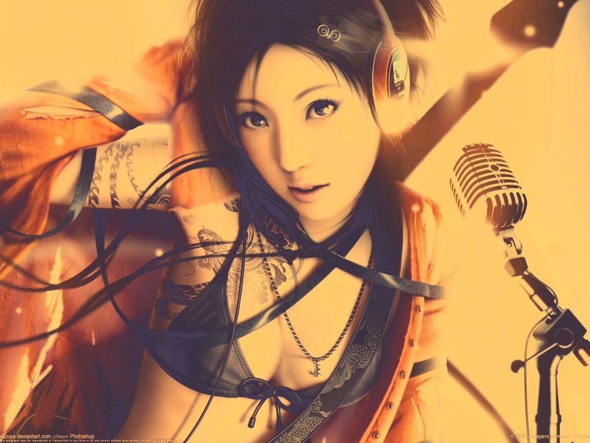 Поющая японка обои