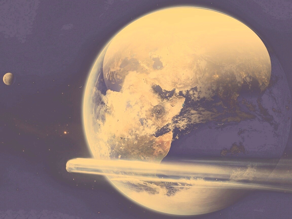 Метеорит пролетает мимо Земли обои