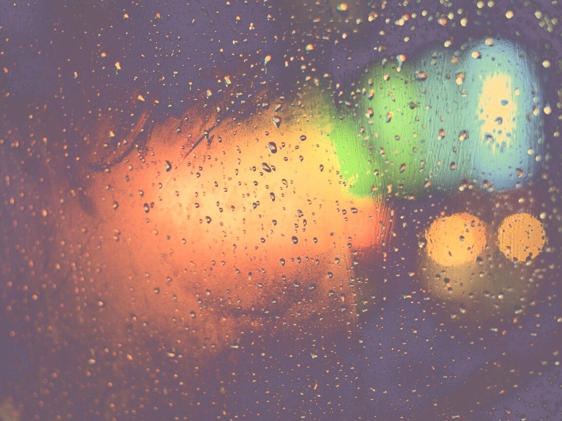 Огни за мокрым стеклом обои