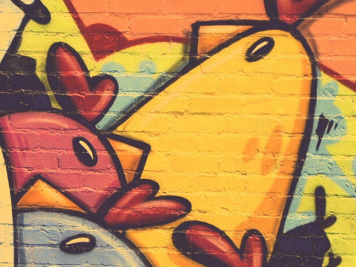 Граффити Курица с цыплятами обои