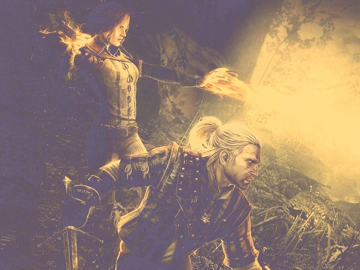 Геральт и Трисс в бою обои