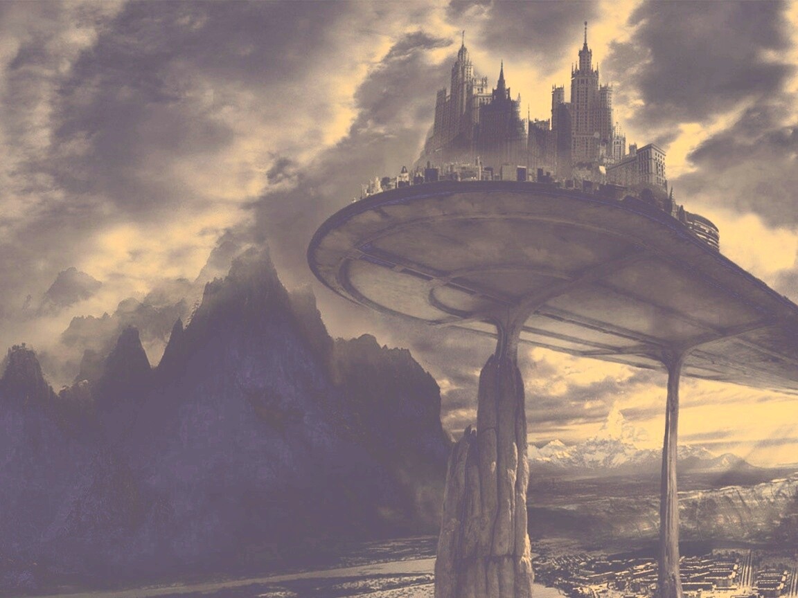 Город на вершине скал обои