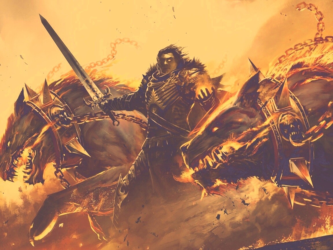 Темный рыцарь и гончие смерти обои