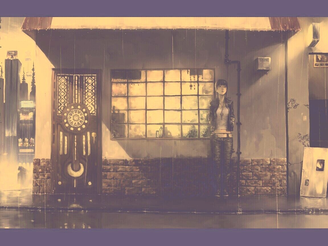 Ожидание под дождем обои