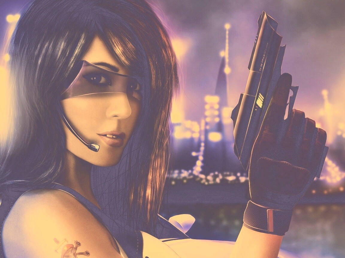 Девушка из будущего с пистолетом обои