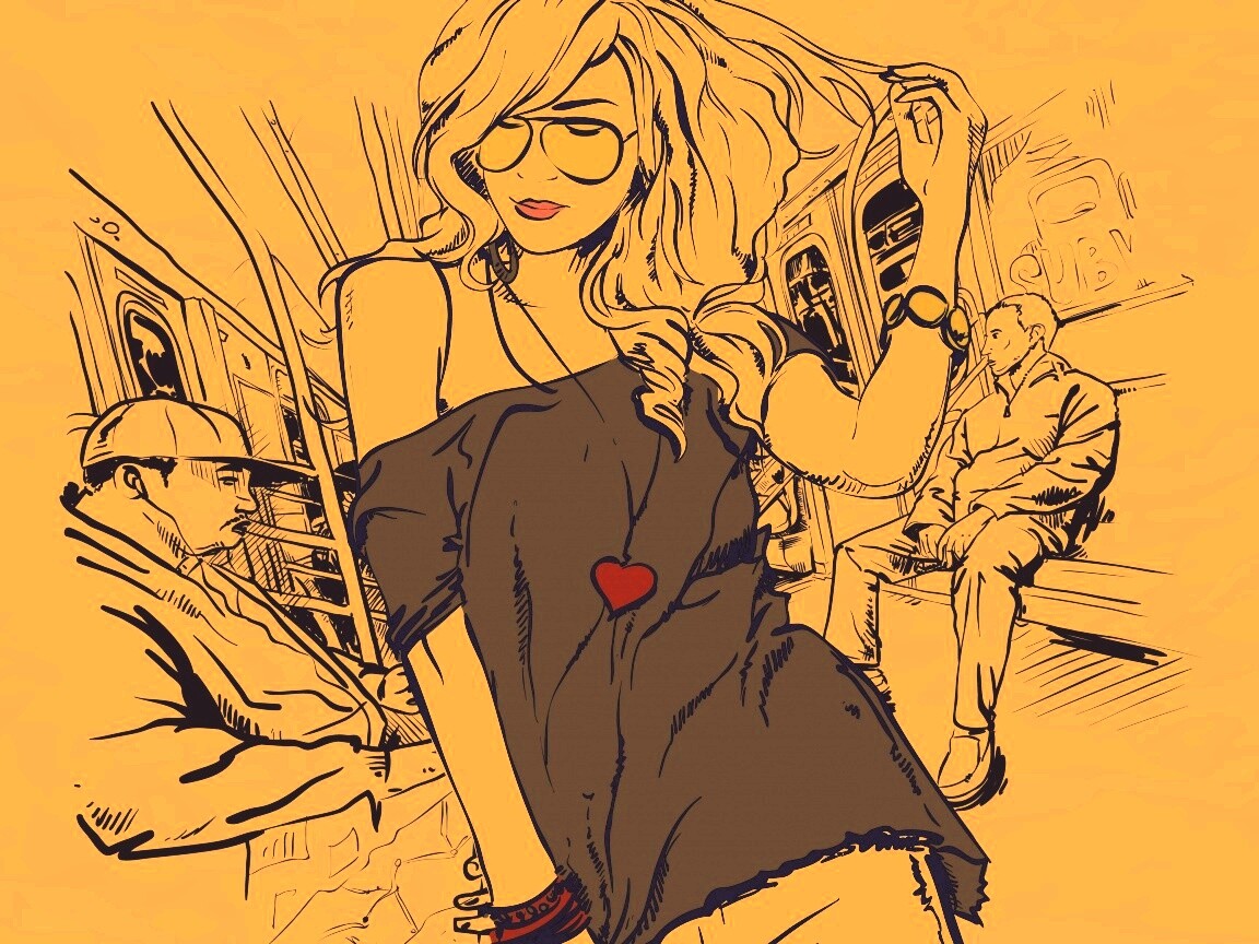 Стильная девушка в метро обои