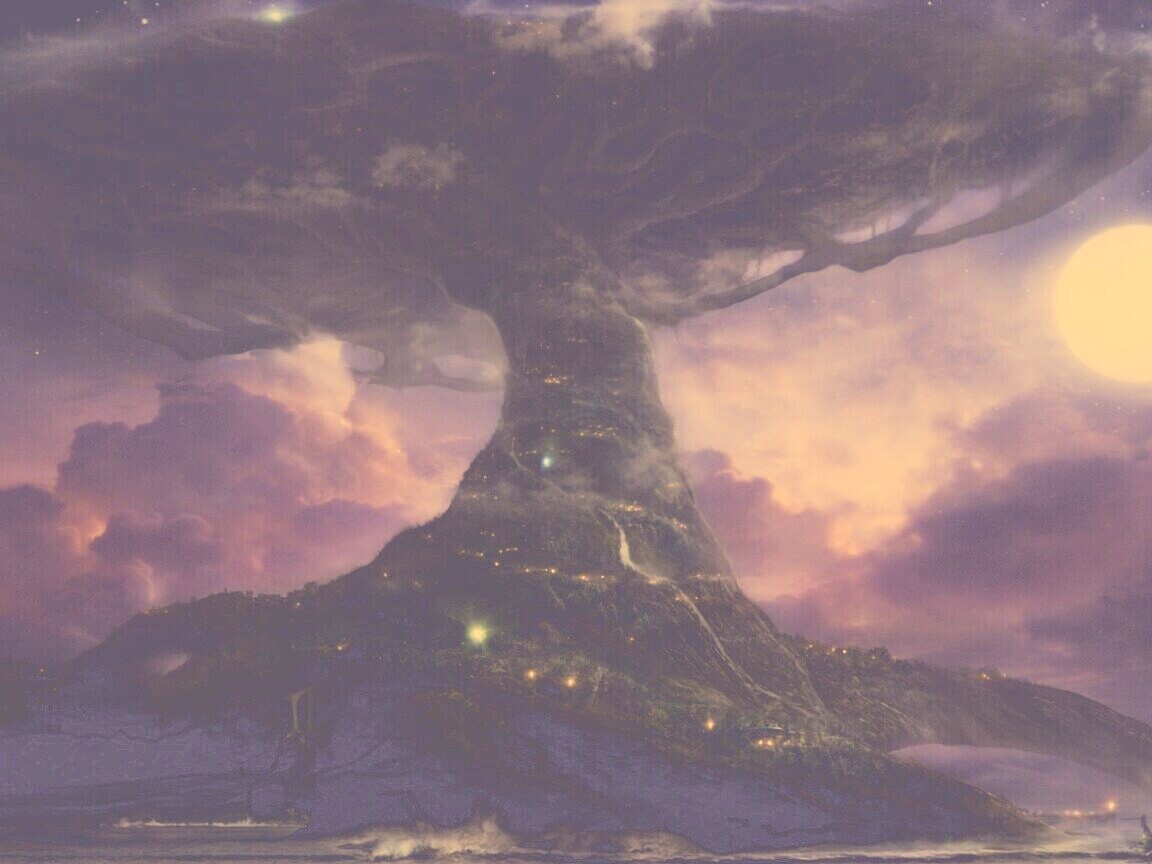 Дерево-город обои