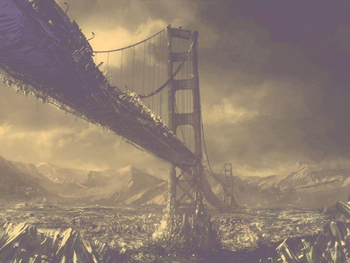 Постапокалиптические Золотые Ворота обои