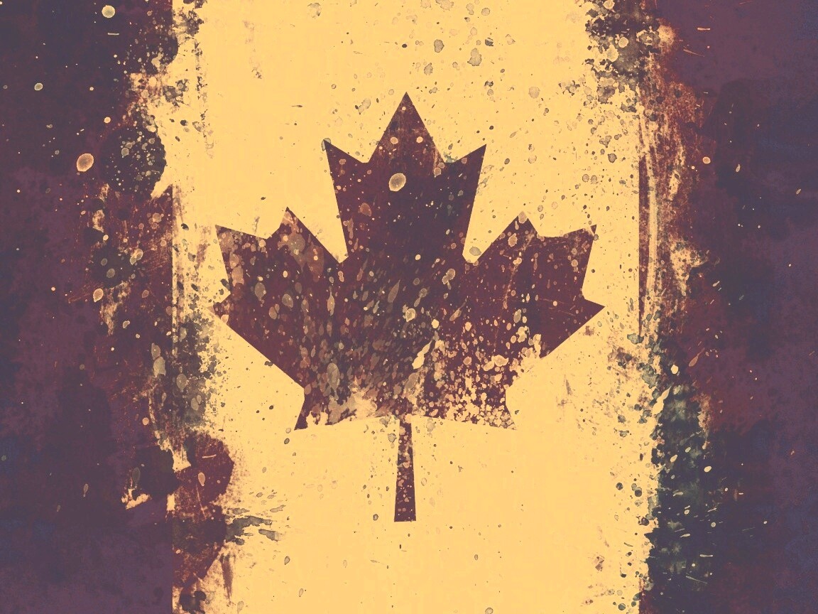 Флаг Канады нарисованный краской обои