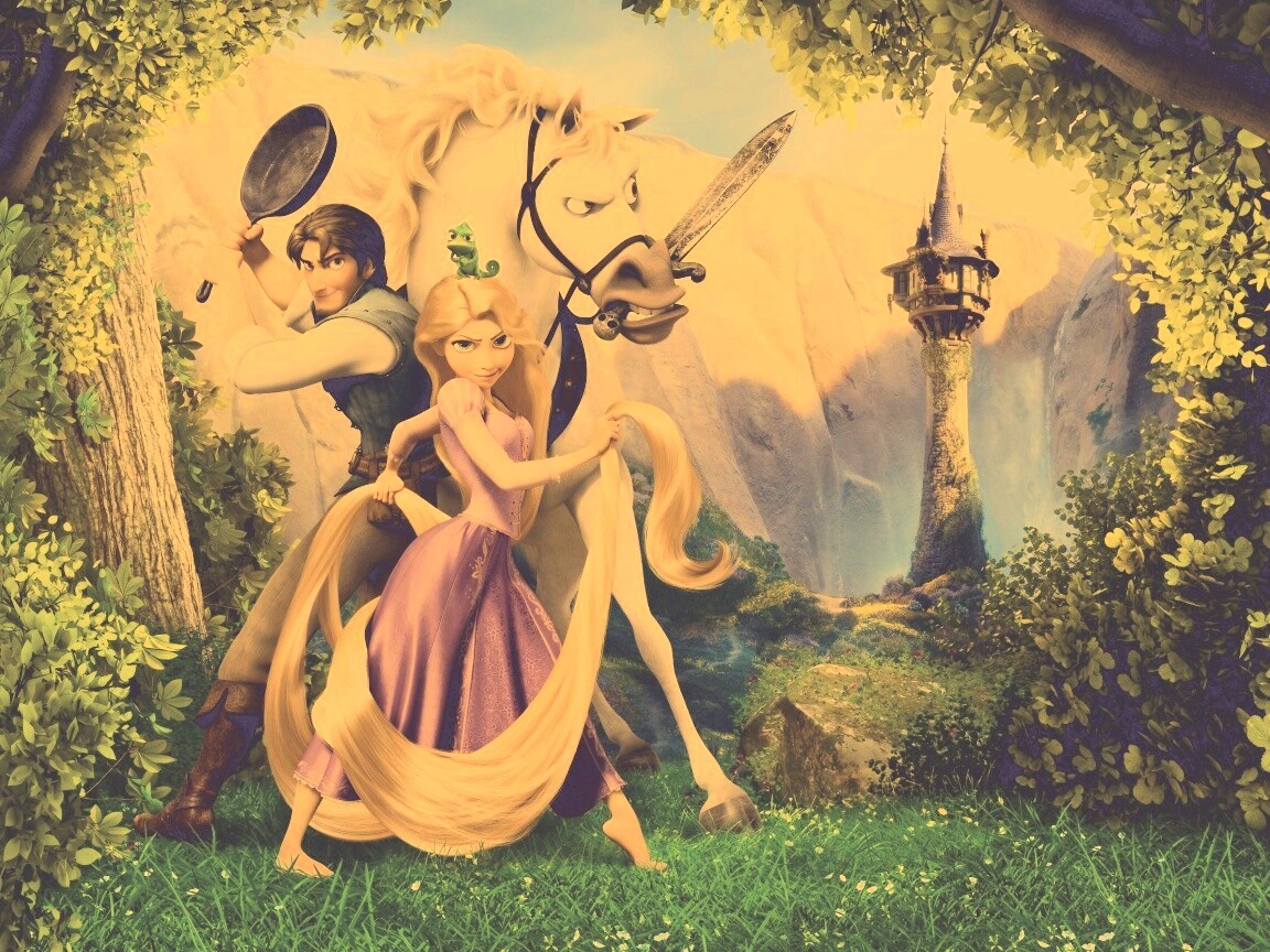 Рапунцель, Флин, Максимус и Паскаль обои