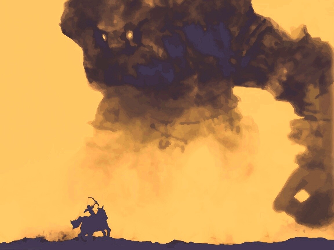 Всадник и огромный голем обои