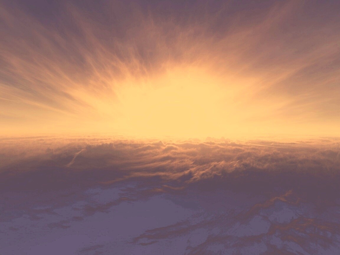 Закат над облаками обои