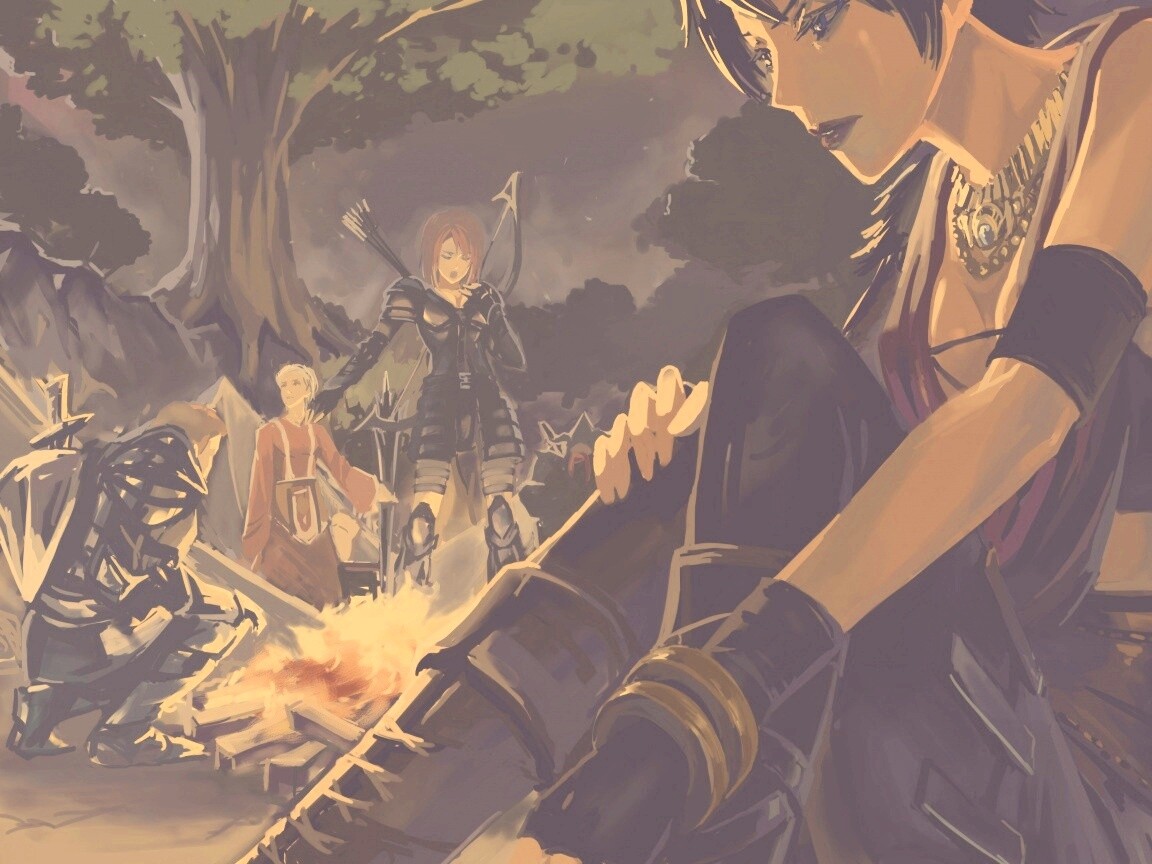 Рисунок Морриган в лагере обои