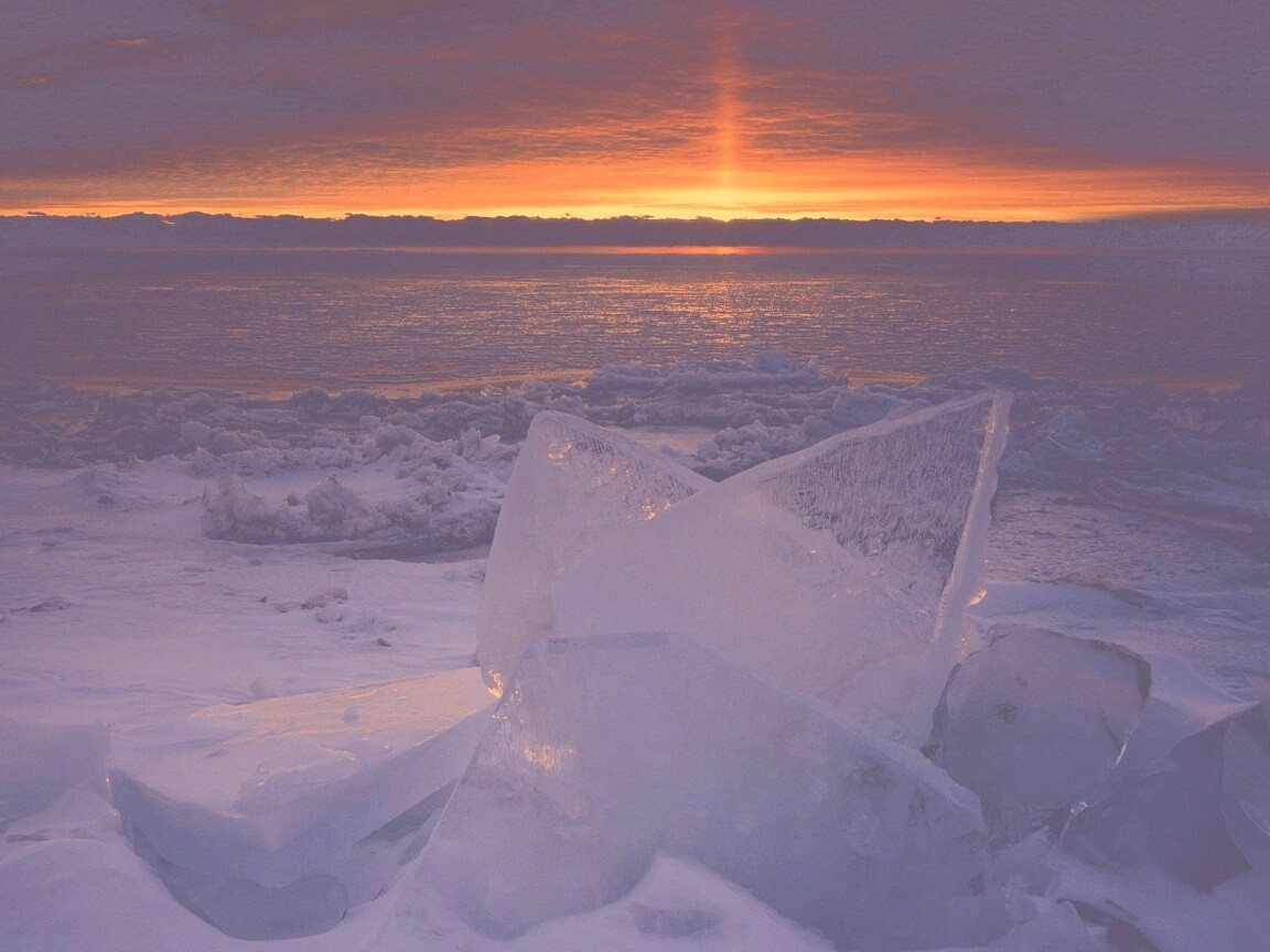Река на закате обои