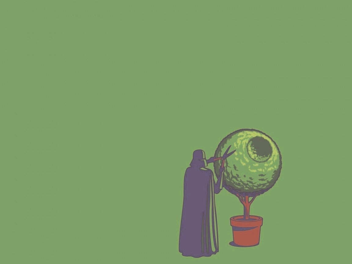 Дарт Вейдер постригает куст обои