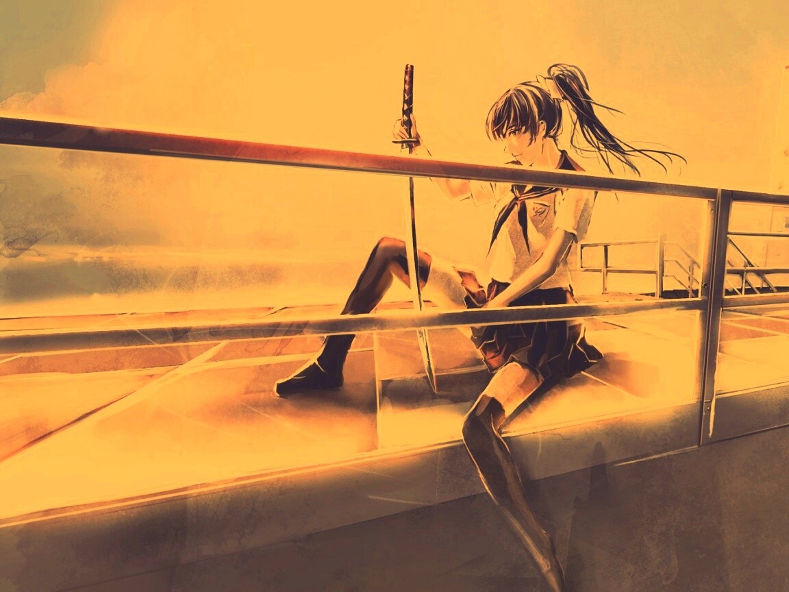 С катаной в руке обои