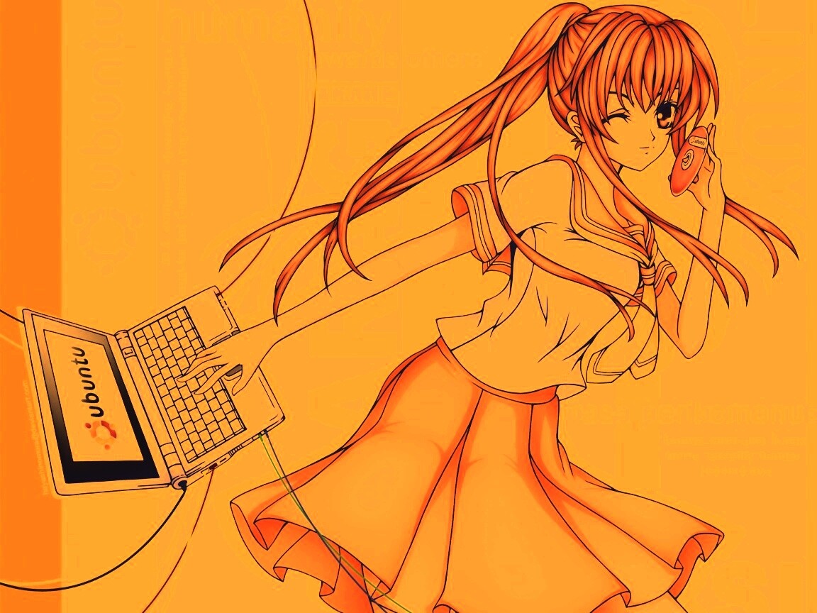 Ubuntu  в аниме обои