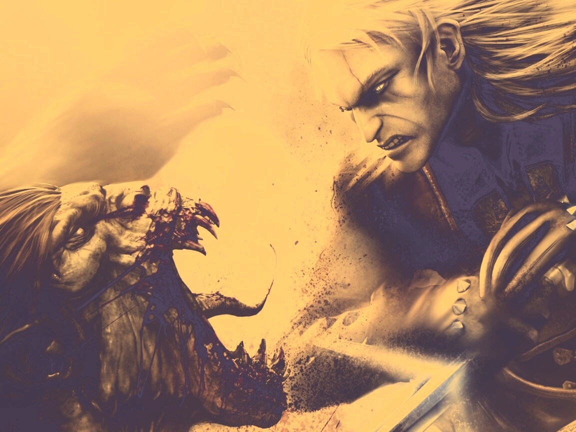 Ведьмак против  стрыги обои