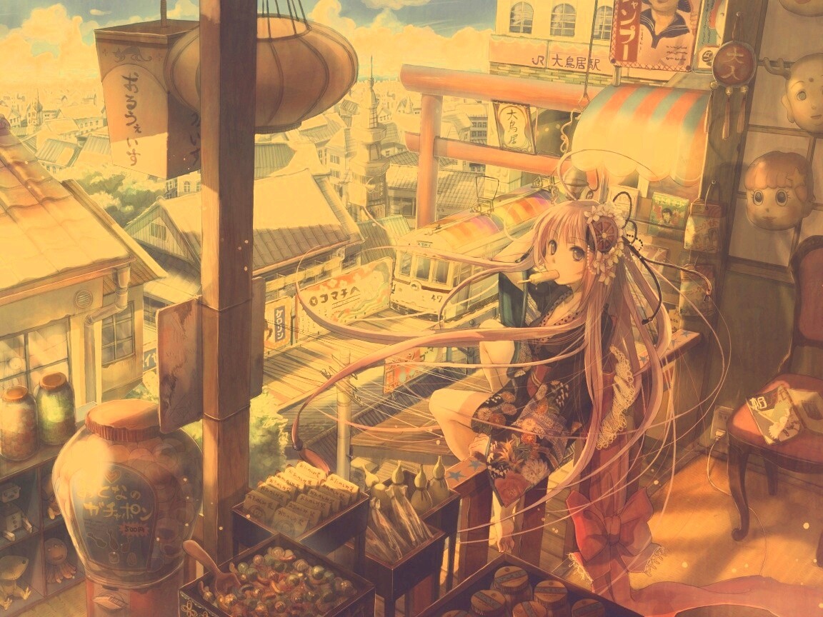 Девочка ест мороженное обои